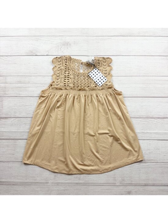 Robert Louis Tops - Robert Louis Gingerroot Crochet Yoke Sleeveless Top Womens NWT Small